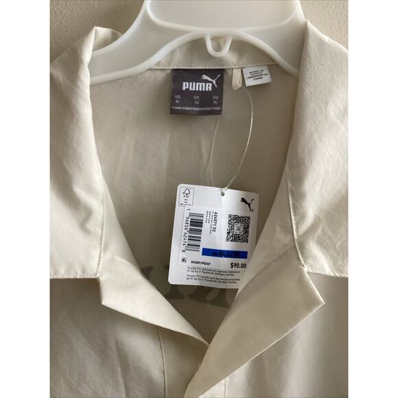 Puma Pl Summer Crew Collared Short Sleeve Button Up Alpine Snow XL Shirt NWT - Picture 3 of 10